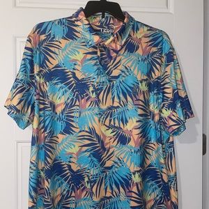 Izod Golf Mens Double Tropical Leaf Print Polo